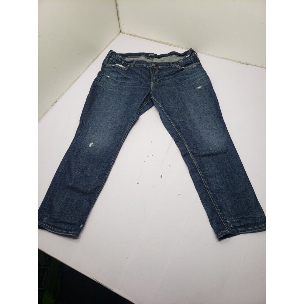 Silver Jeans Co. Womens Suki Ankle Slim Distressed Denim Blue Jeans Size 20 L27